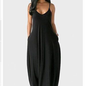 Forever 21 - V-neck Sleeveless Long Black Maxi Dress